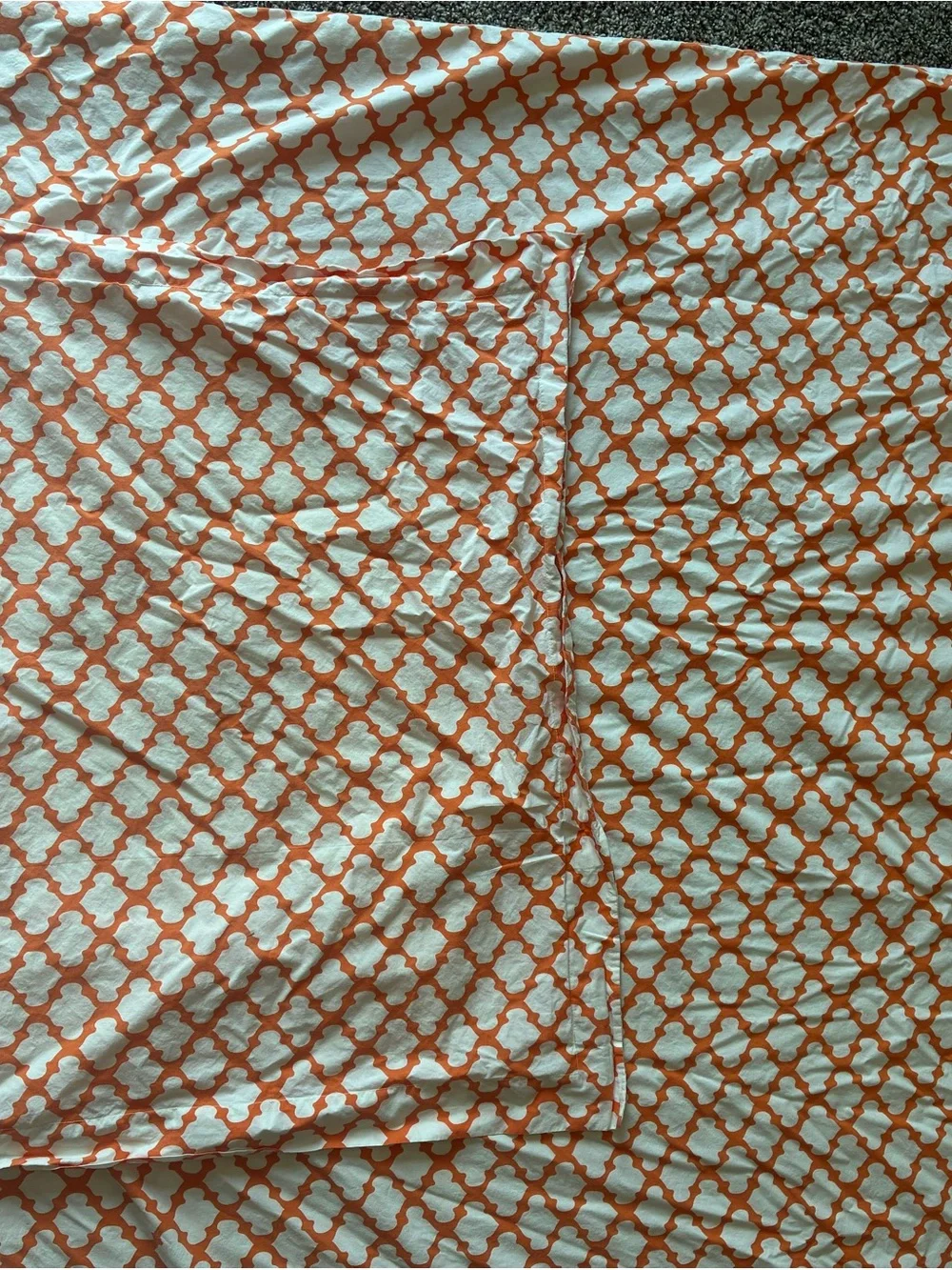 Pottery Barn Orange and White Trellis Cotton Duvet Cover